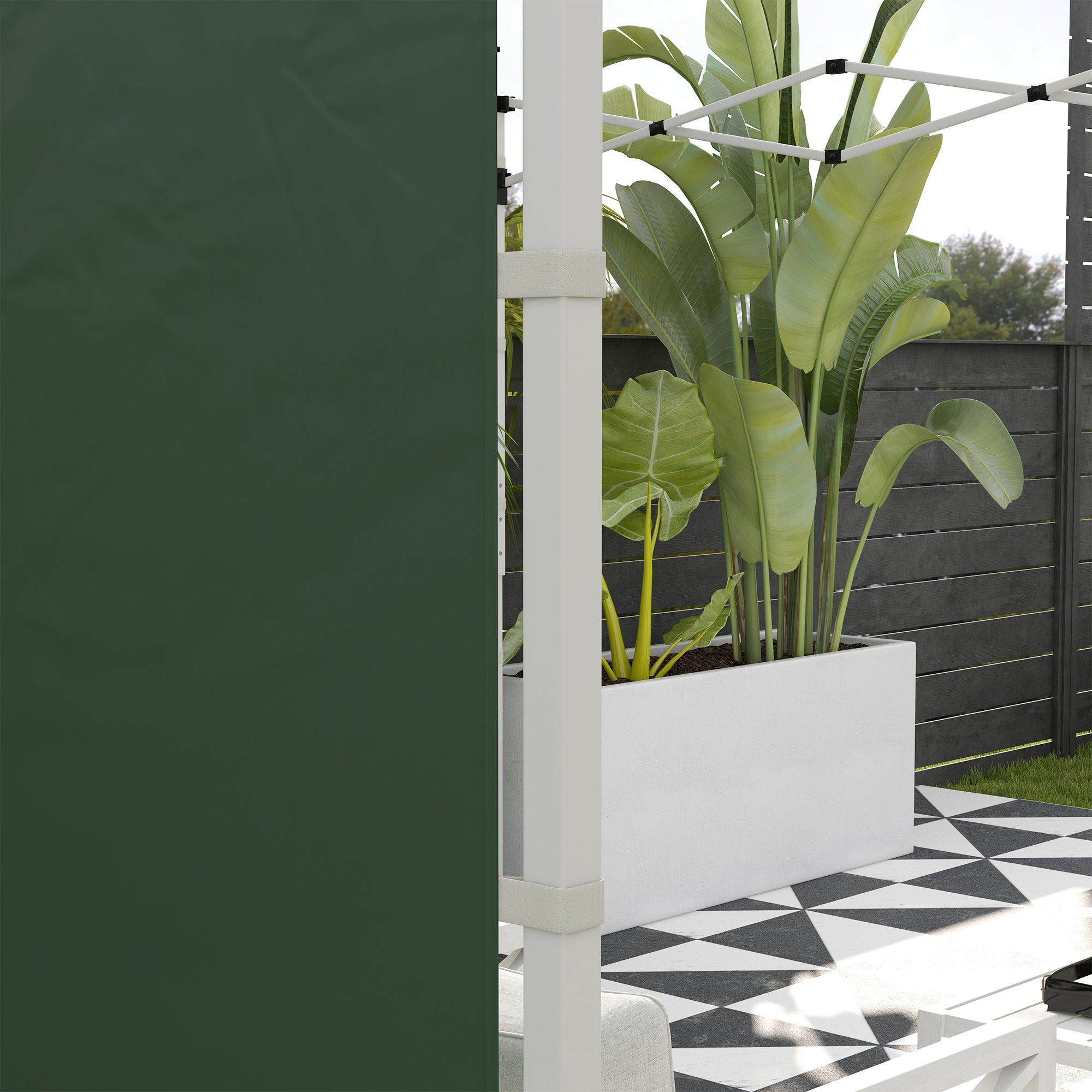 Set of 2 Gazebo Side Panels with Windows and Zipped Doors - Green