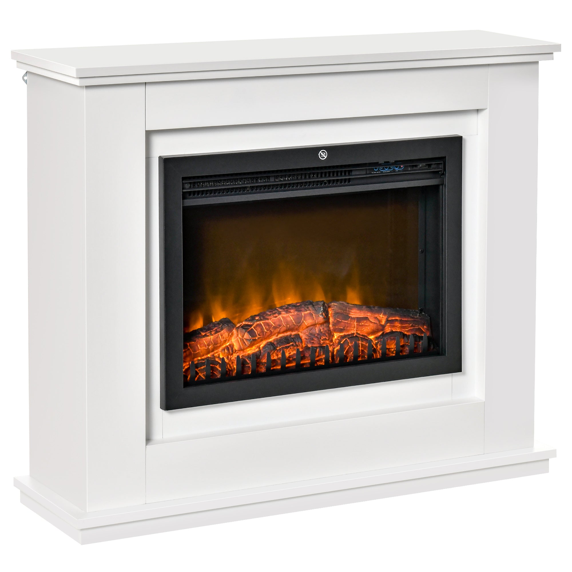 Electric Fireplace Suite with Remote Control, 1kW/2kW Freestanding Fireplace Heater with Flame Effect, Overheat Protection