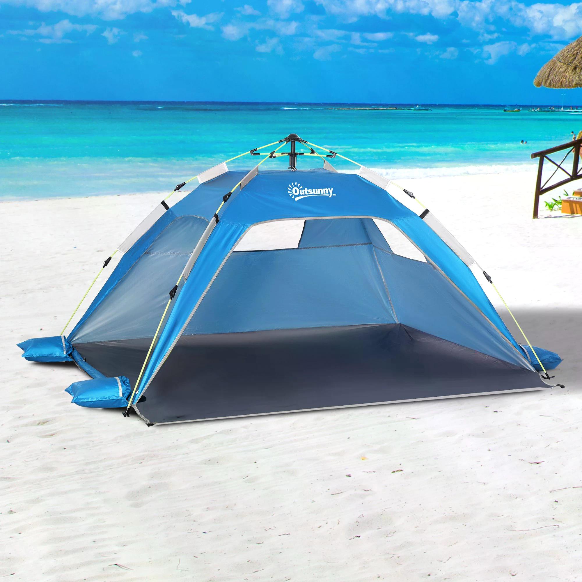 Pop-up Beach Tent Sun Shade Shelter for 1-2 Person UV Protection Waterproof with Ventilating Mesh Windows Carrying Bag