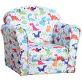 Children's Dinosaur Pattern Armchair with Wooden Frame - Multicolour