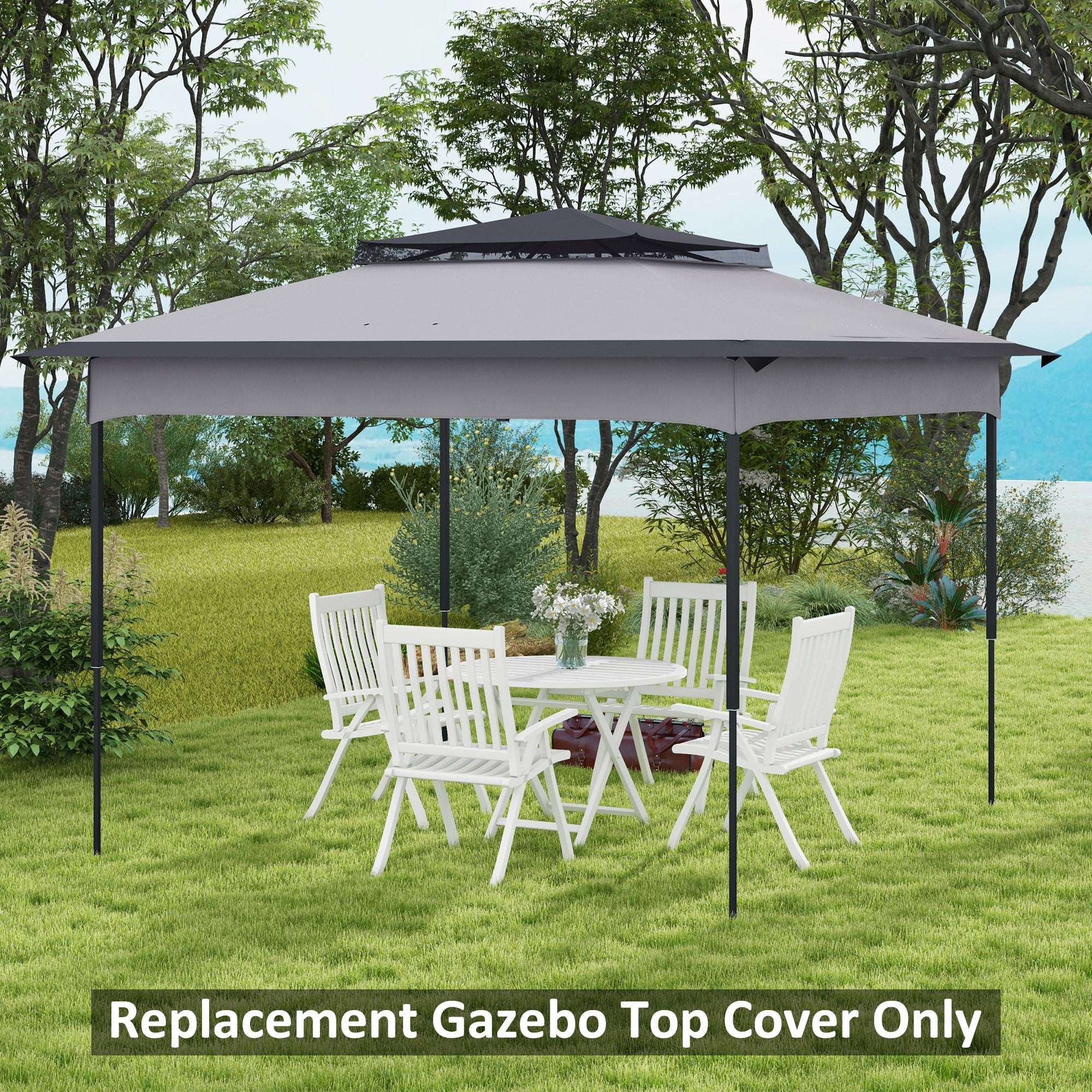 Pop up Gazebo Cover, 2-Tier Gazebo Roof Replacement for 3.25m x 3.25m Frame, 30+ UV Protection, Grey