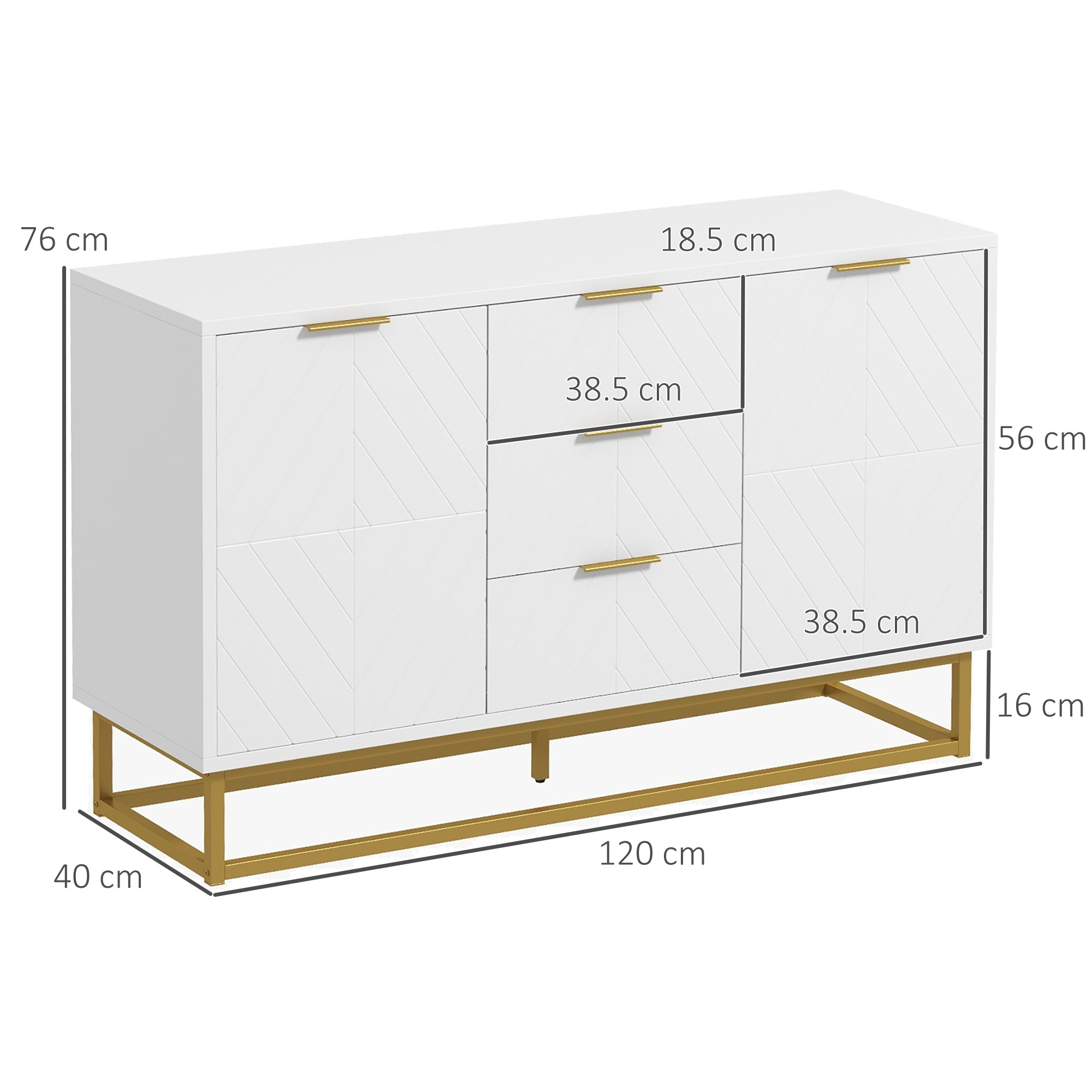 Modern Storage Cabinet Freestanding Cupboard with 3 Drawers for Dining Room, Living Room