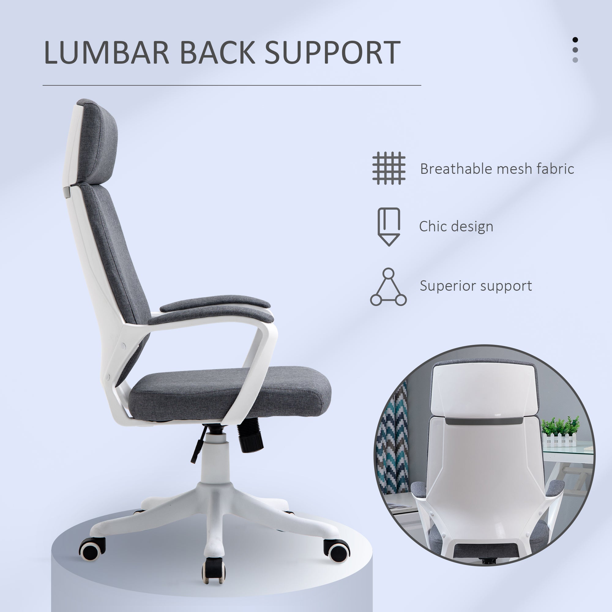 Office Chair High Back 360° Swivel Task Chair Ergonomic Desk Chair with Lumbar Back Support, Adjustable Height