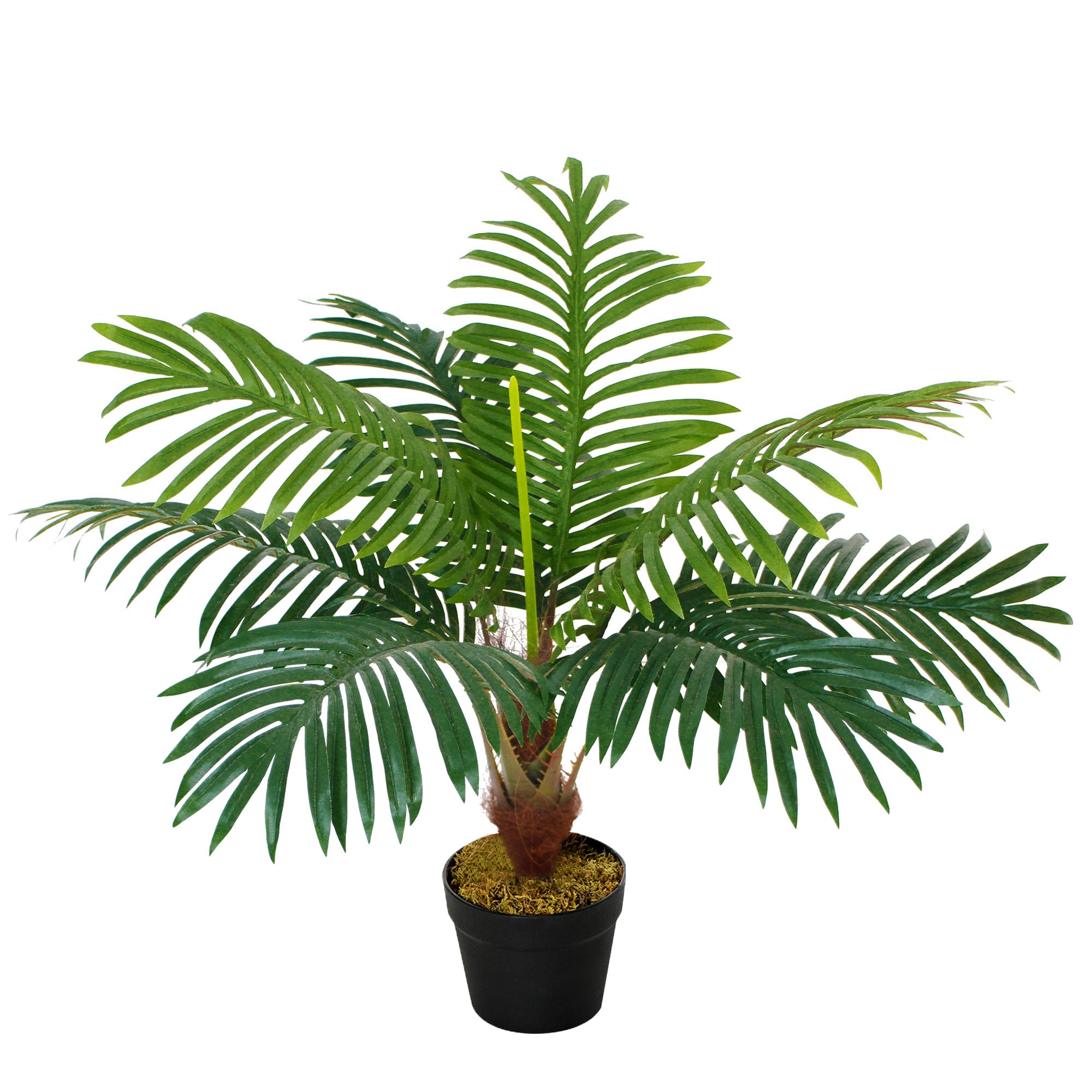 Artificial Palm Tree Decorative Plant 8 Leaves with Nursery Pot, Fake Tropical Tree for Indoor Outdoor Décor, 60cm