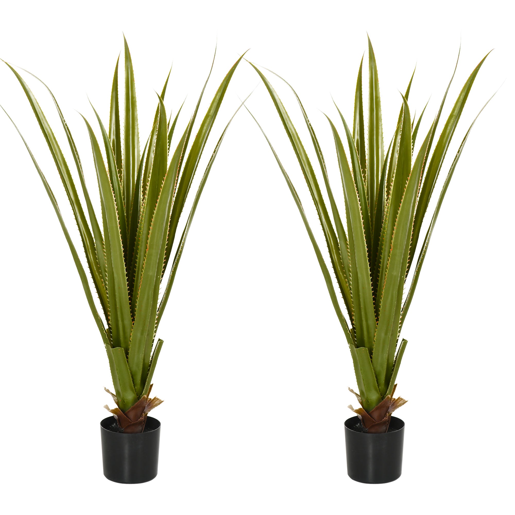 Set of 2 Artificial Plants Agave Succulent in Pot Desk Fake Plants for Home Indoor Outdoor Decor, 15x15x90cm, Green