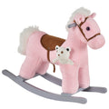 Kids Plush Ride-On Rocking Horse Toy with Realistic Sounds for 18-36 Months - Pink