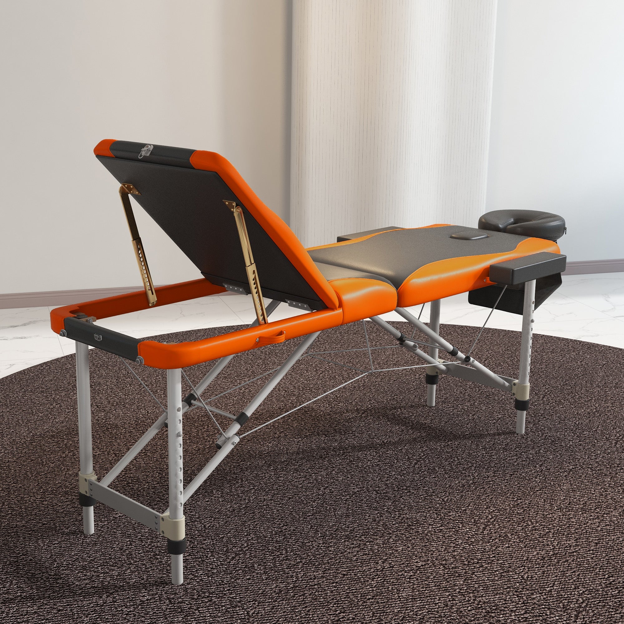 Professional Foldable Massage Table Salon SPA Facial Couch Bed - Black and Orange