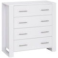 4-Drawer Chest of Drawers Storage Organizer with Metal Handles Freestanding Unit - White