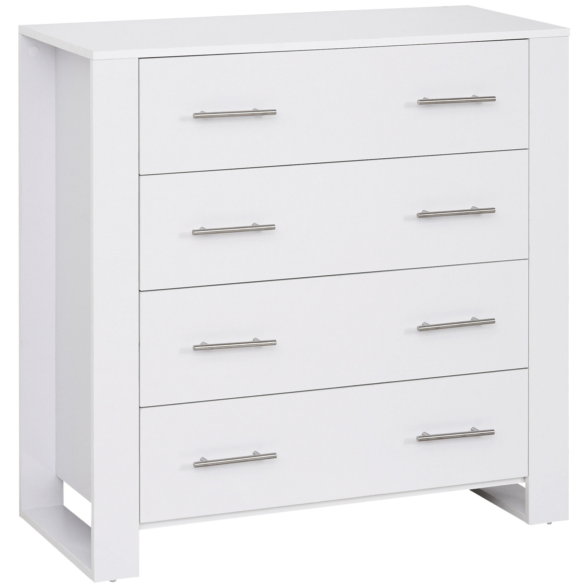 4-Drawer Chest of Drawers, Storage Organizer Unit with Metal Handles Base Freestanding Unit Furnishing Living Room, White