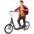 Teen Push Scooter with 16-Inch Wheels, Adjustable Height & Dual Brakes for Kids 5+ - Black