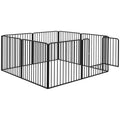 Heavy Duty 8-Panel Dog Pen 80cm Height for Small & Medium Dogs - Black