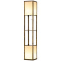 Modern Floor Lamp with Dual Ambient Lights and Shelves 156cm - Brown