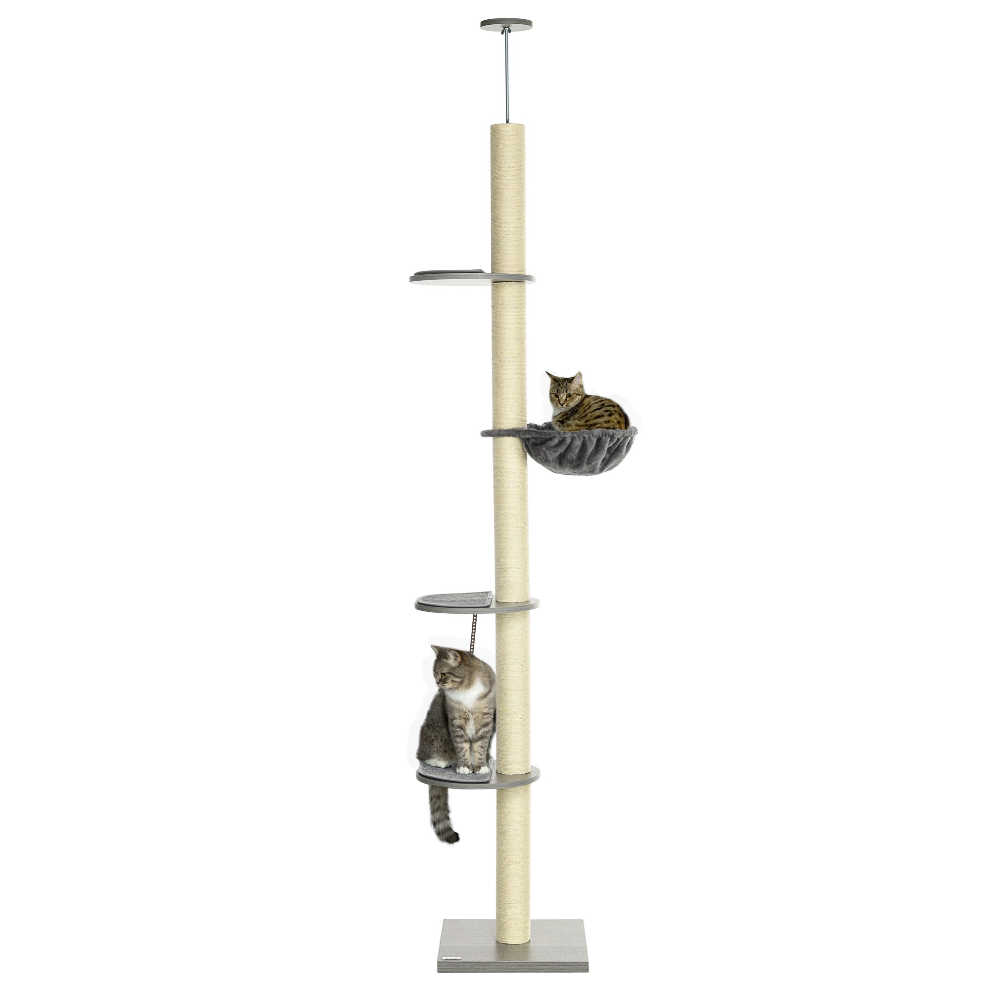 250cm Floor to Ceiling Cat Tree with Hammock, Scratching Post