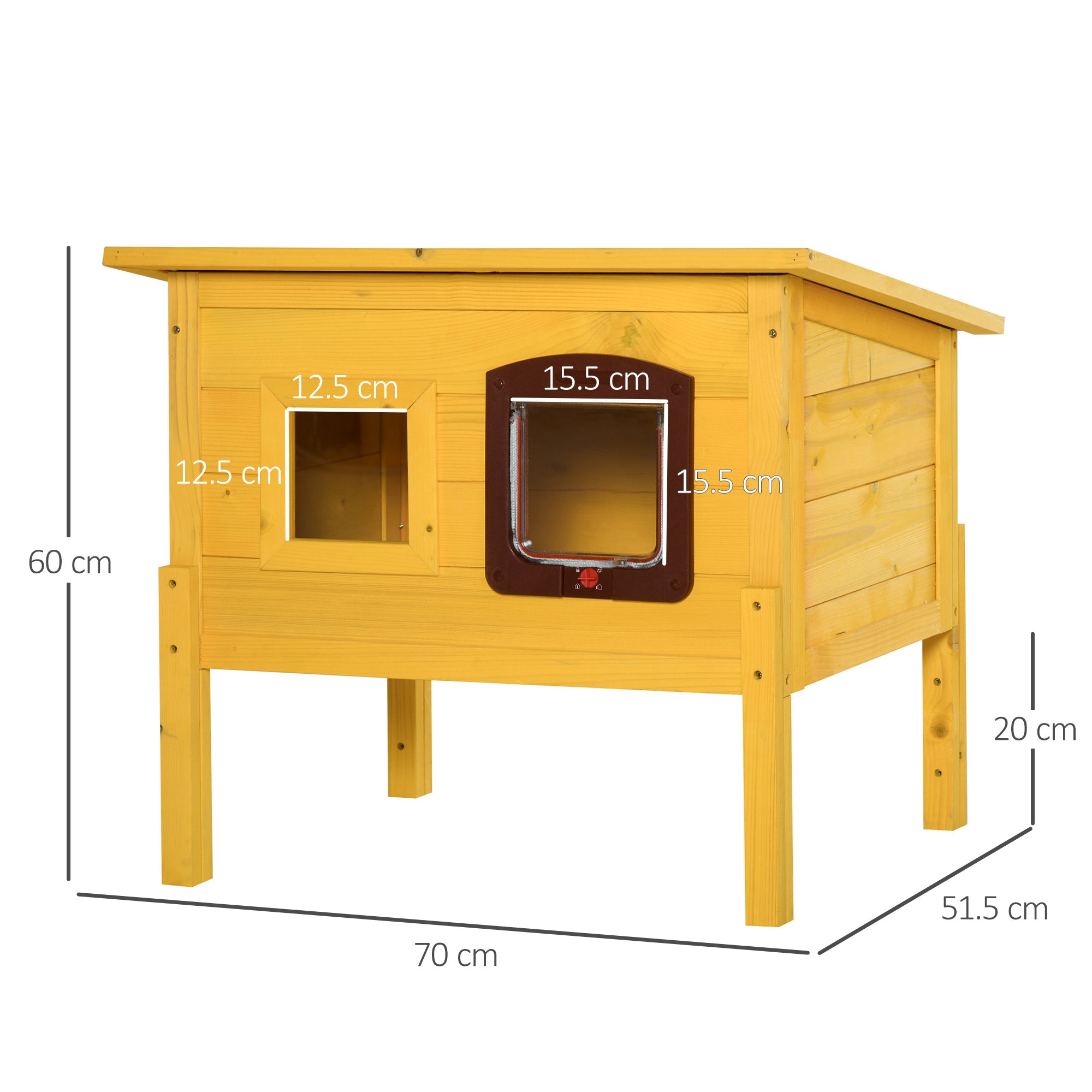 Garden Wooden Cat House Hide Cage Outdoor Pet Play Home Water-resistant Roof Kitty Shelter Kennel w/ith Door & Window