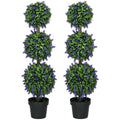 Set of 2 Artificial Lavender Flower Ball Trees with Pots 110cm - Green
