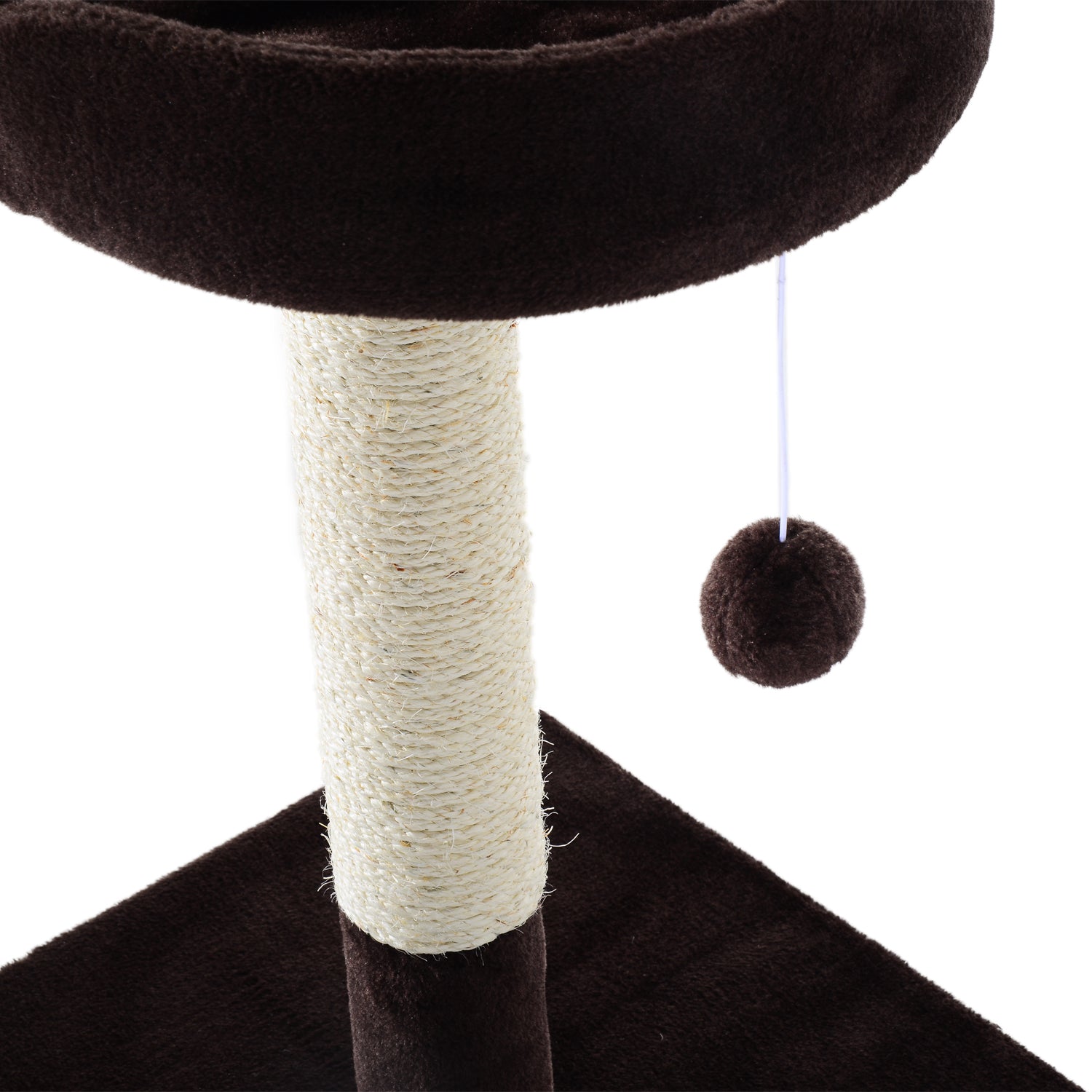 Cat Tree Scratching Post Furniture Pet Play Area Activity Center Kitten Climbers Climbing Exercise w/ Hanging Toy & Cushion-Brown