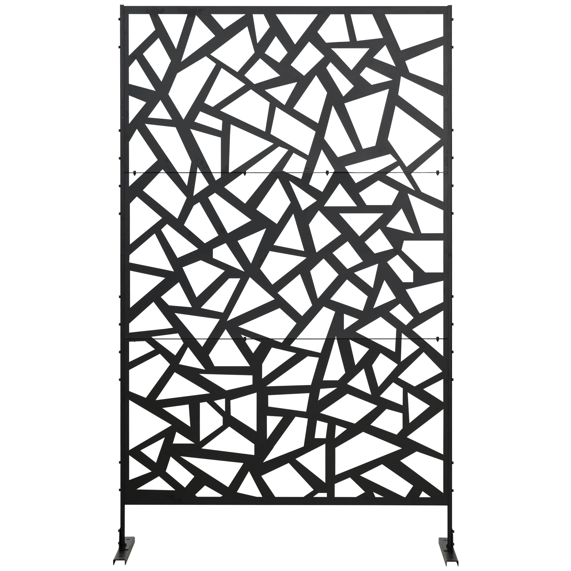 Freestanding Metal Garden Partition Screen with Expansion Screws 198x122cm - Black