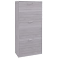 Shoe Storage Cabinet with 3 Flip Drawers for 12 Pairs, Narrow Slim Shoe Organizer for Hallway Entryway - Grey
