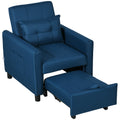 3-In-1 Convertible Chair Bed with Adjustable Backrest & Side Pockets - Blue