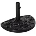 Half Round Weighted Parasol Base with Engraved Design - Black