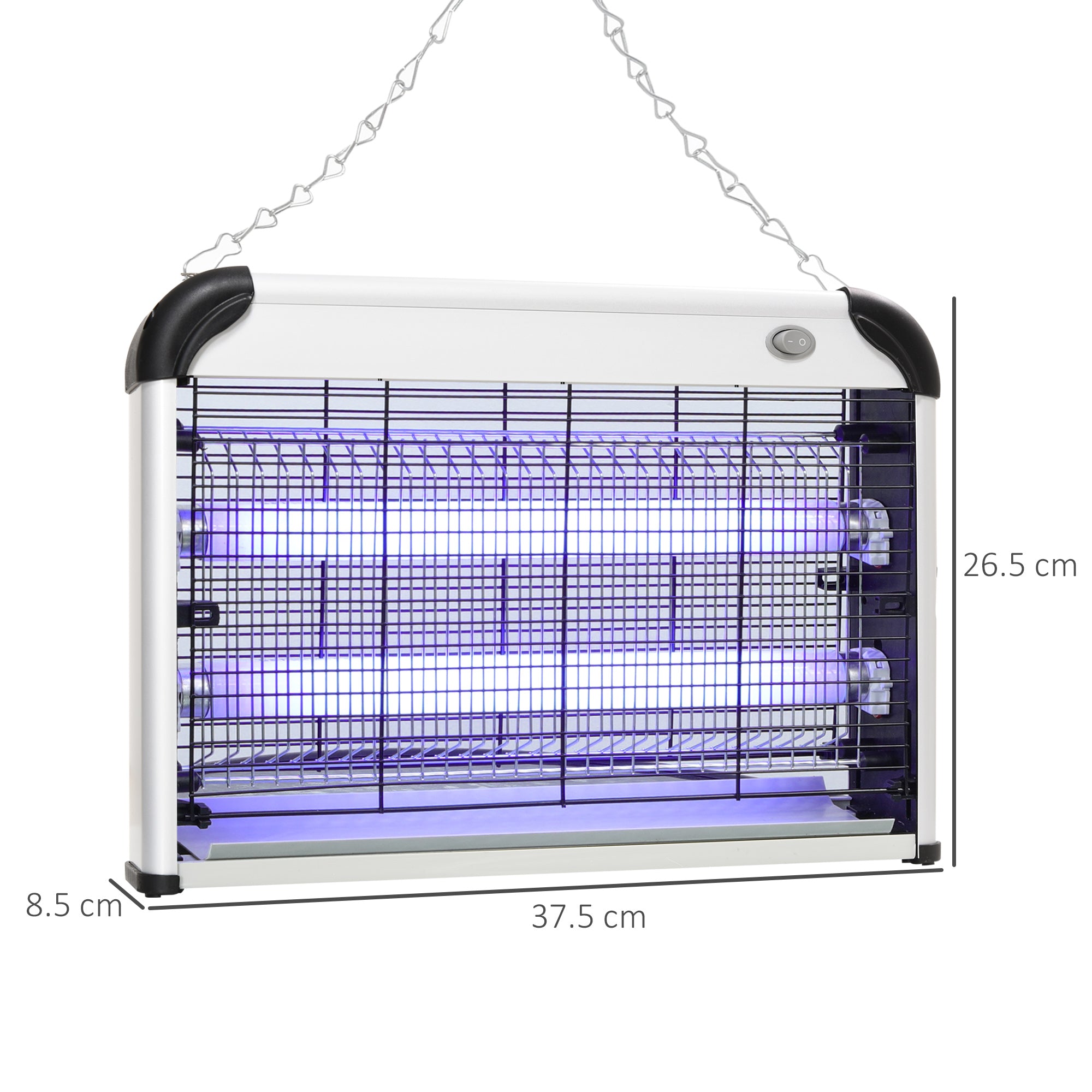 20W Free Standing Wall Hanging Electric Fly Mosquito Killer Bug Zapper - Silver