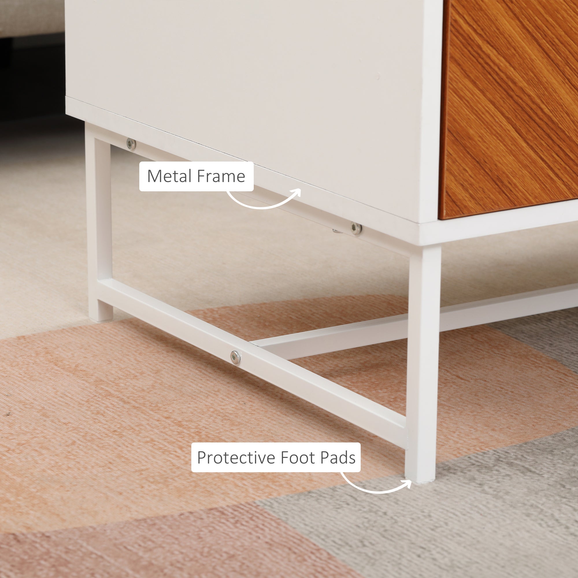 Modern Coffee Table, Rectangular Cocktail Table with Drawers and Open Storage Compartment, Metal Legs for Living Room