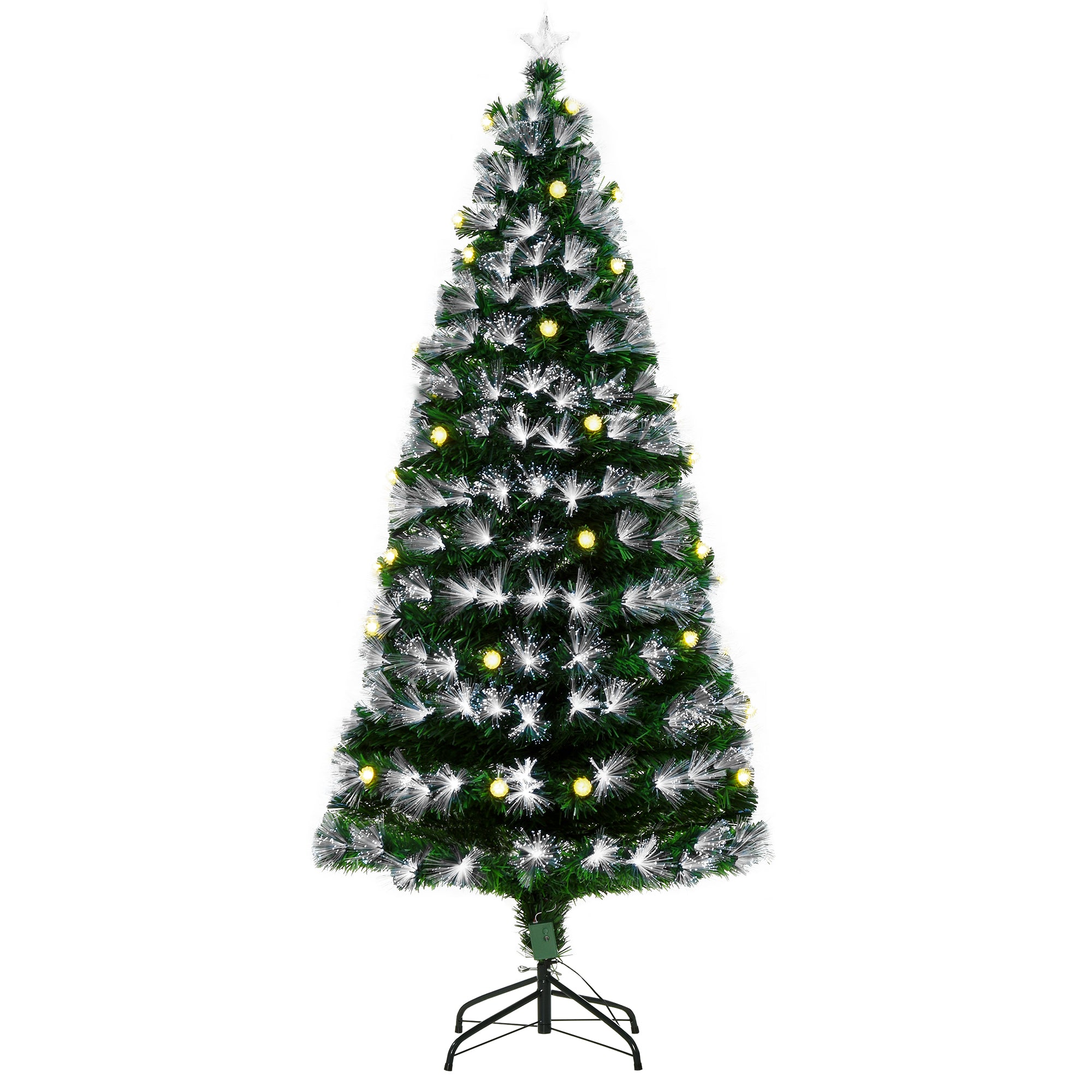 HOMCM 6ft White Light Artificial Christmas Tree w/ 230 LEDs Star Topper Tri-Base Full Bodied Seasonal Decoration Pre-Lit Home