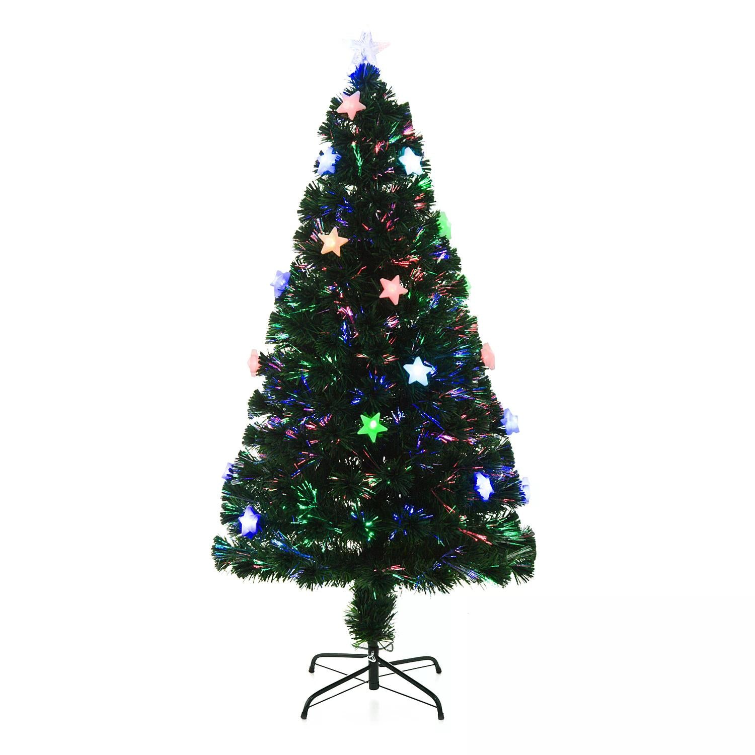 5ft 150cm Green Fibre Optic Artificial Christmas Tree W/ Stars