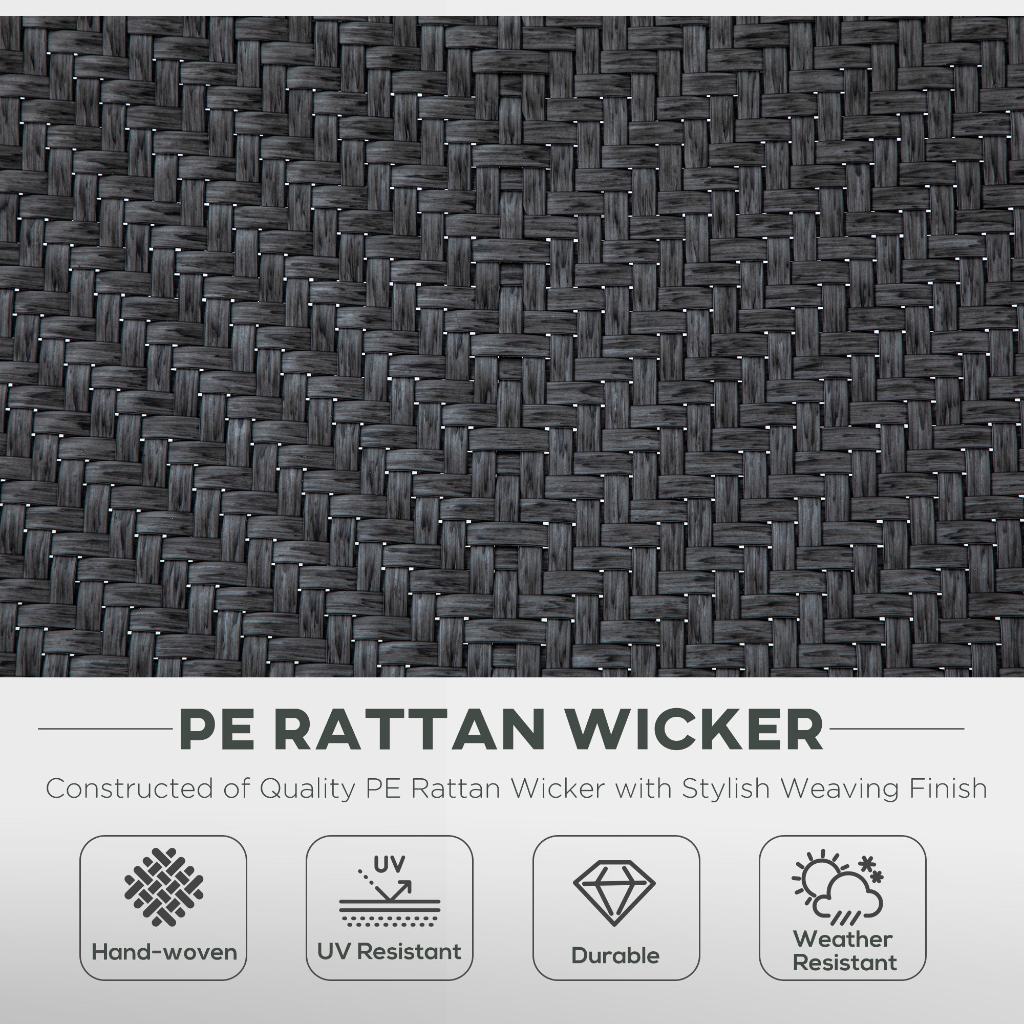 4 Piece Outdoor Folding Rattan Chair Set with Adjustable Backrest - Black