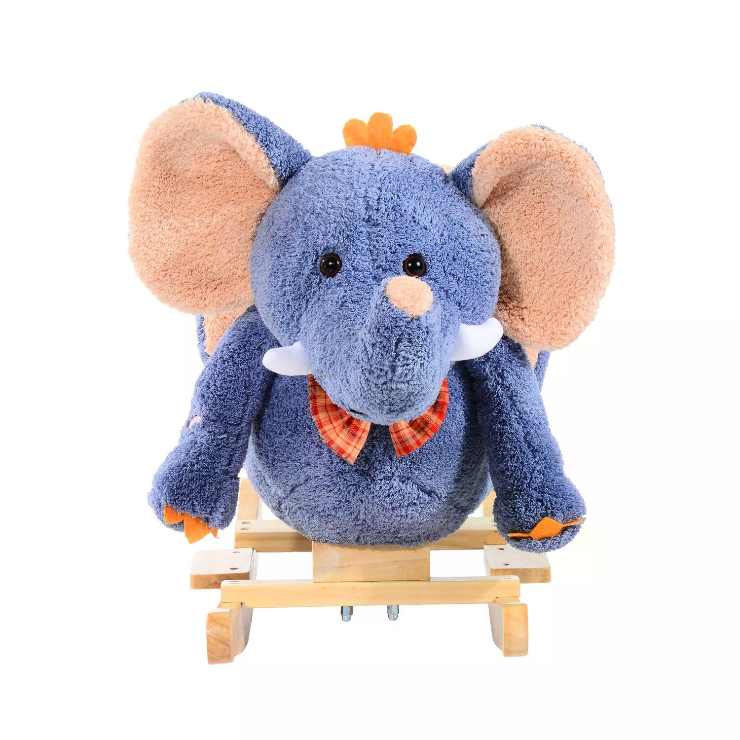 Children Kids Rocking Horse Toys Plush Elephant Rocker Seat with Sound Toddler Baby Gift Blue