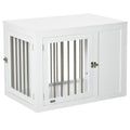 Furniture Style Dog Crate with Double Doors and Locks for Medium Dogs - White