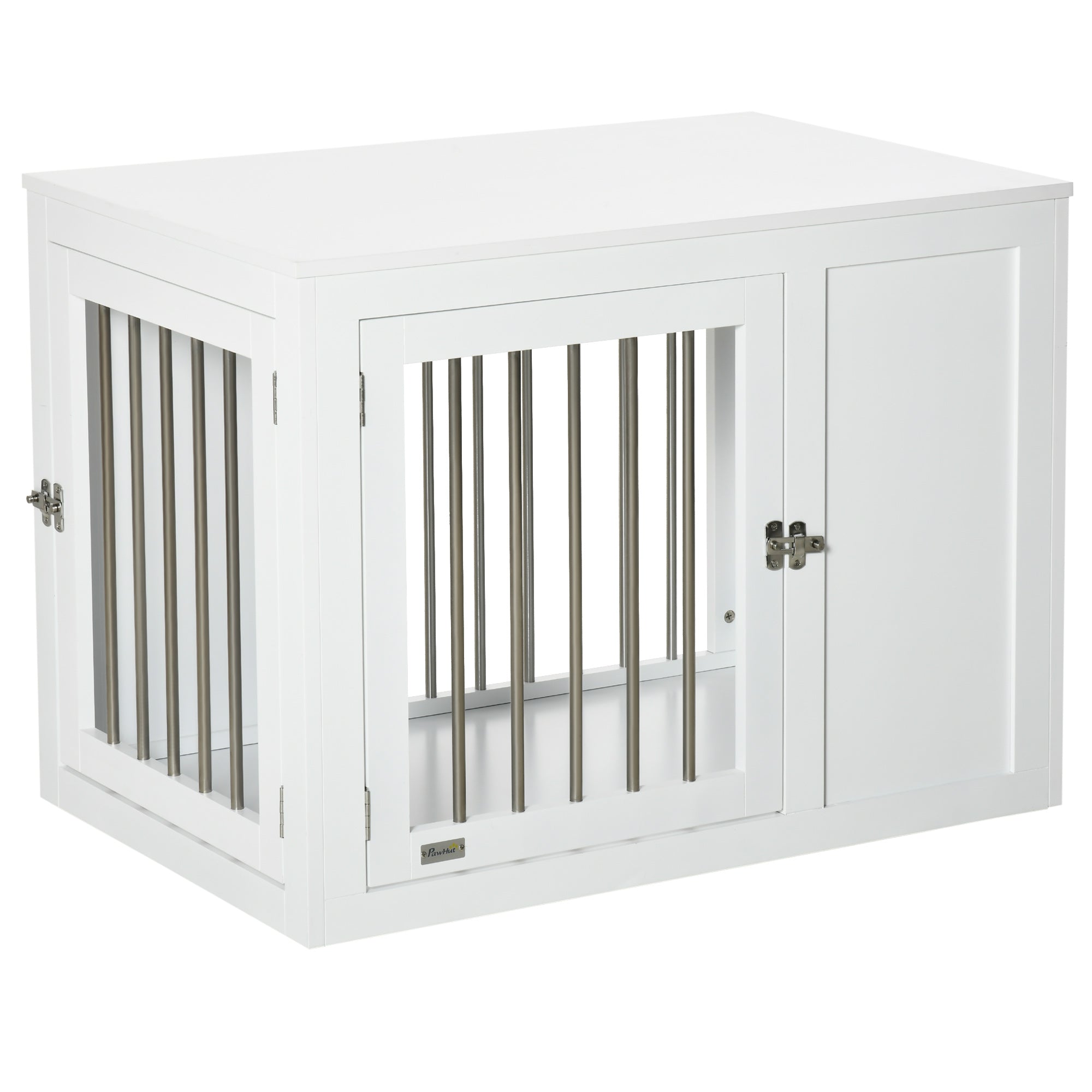 Furniture Style Dog Crate, End Table Pet Cage Kennel, Indoor Decorative Puppy House, with Double Doors, Locks, for Medium Dogs, White