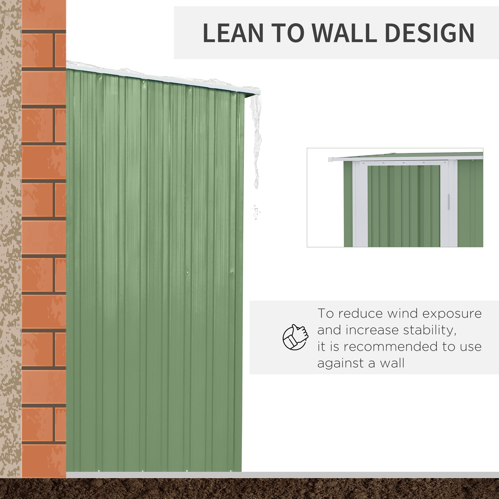 Garden Storage Shed, Outdoor Tool Shed with Sloped Roof, Lockable Door for Equipment, Bikes, Light Green, 142 x 84 x 189cm