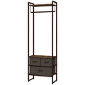 Free Standing Clothes Rail with 3 Fabric Drawers & Storage Shelves - Rustic Brown