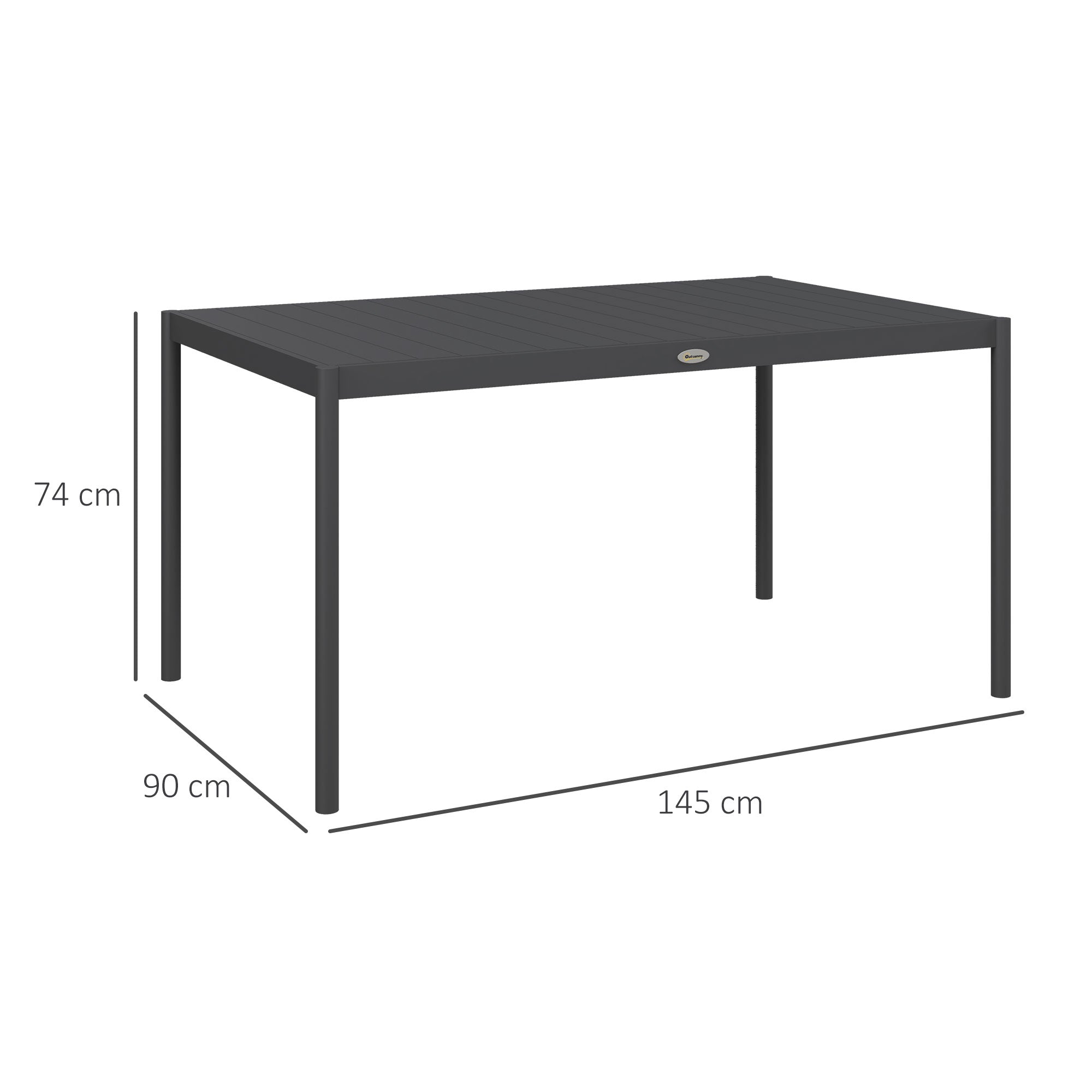 6 Seater Aluminium Outdoor Dining Table - Durable Powder Coated