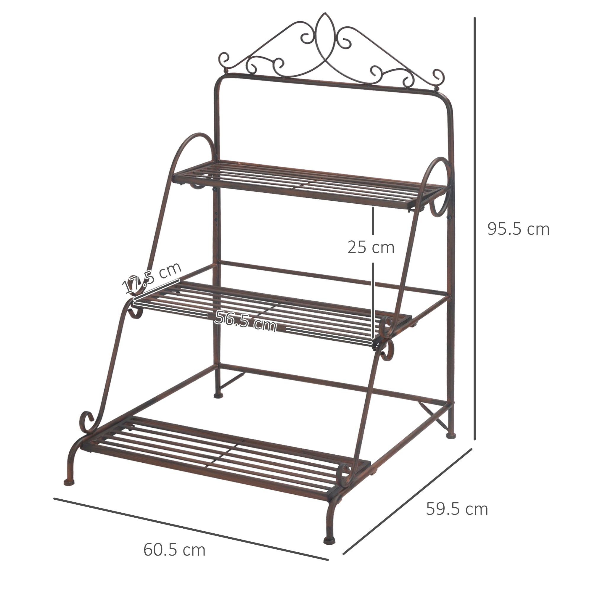 3 Tier Stair Style Metal Plant Stand, Flower Pot Holder Display Shelf, Storage Organizer Rack for Indoor Outdoor Patio Balcony Yard