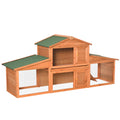 Small Animal Deluxe Large 2-Tier Fir Wood Hutch - Natural Wood Tone