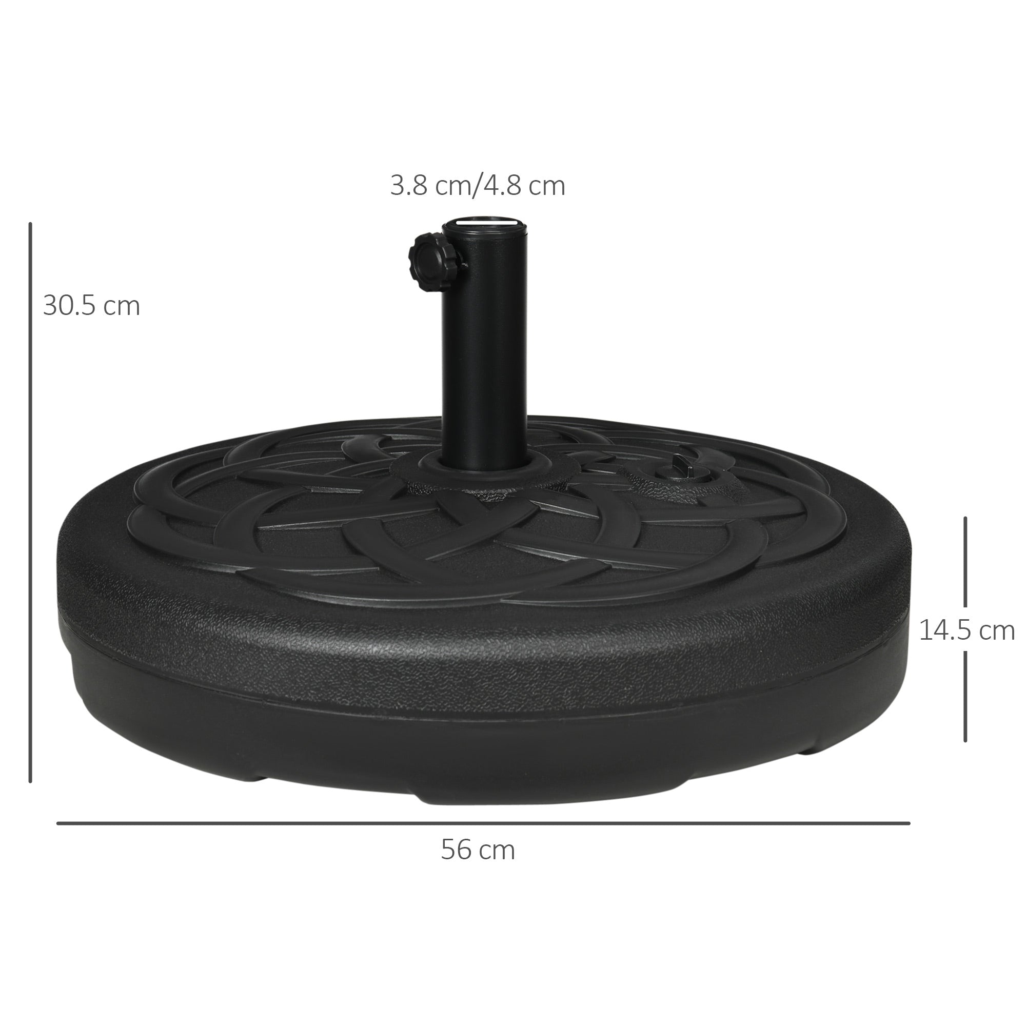 Garden Parasol Base Holder, Outdoor Market Umbrella Stand Weight with Built-In Handle, 25kg Water or 35kg Sand Filled, Black