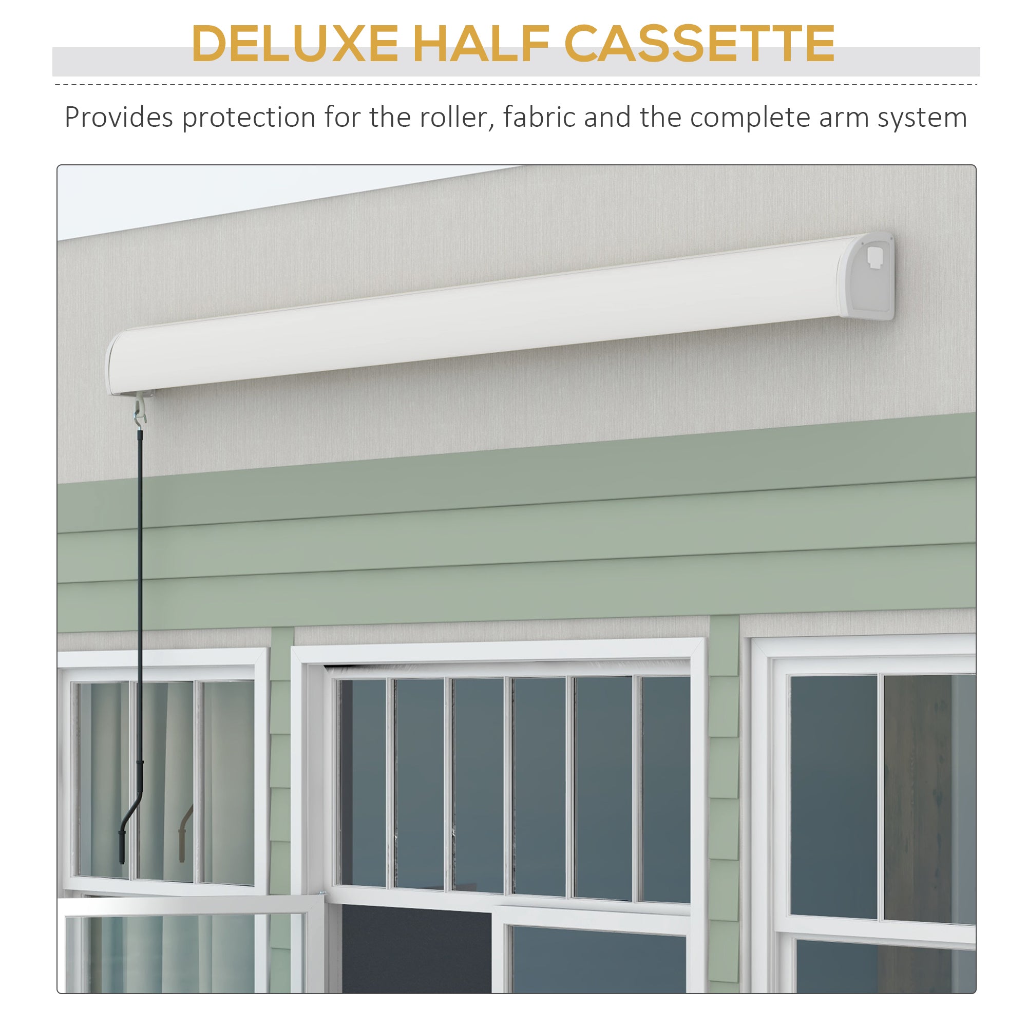 Electric Retractable Awning with Remote Control - Durable Grey Aluminium Frame