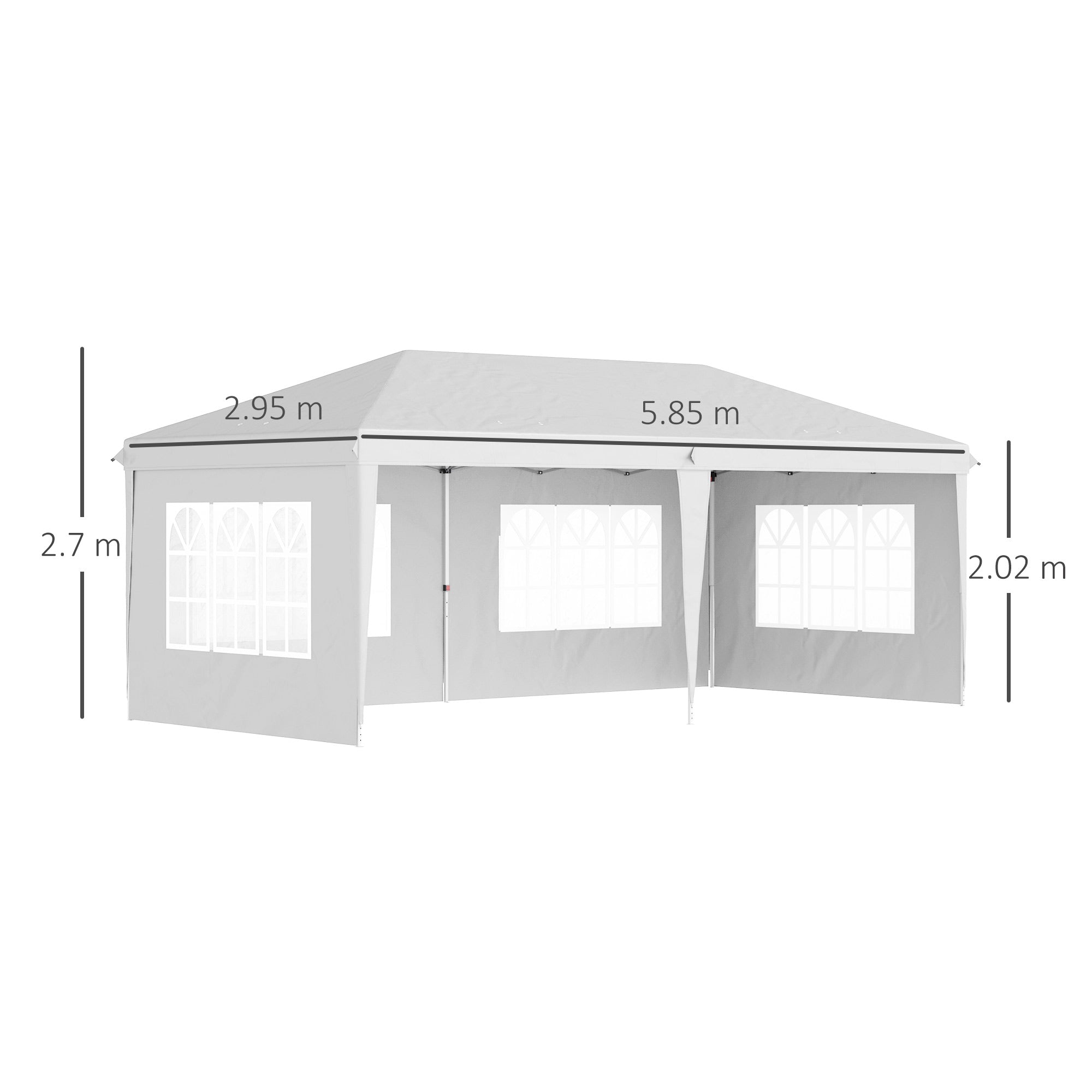 3 x 6m Pop Up Gazebo, Height Adjustable Marquee Party Tent with Sidewalls and Storage Bag, White