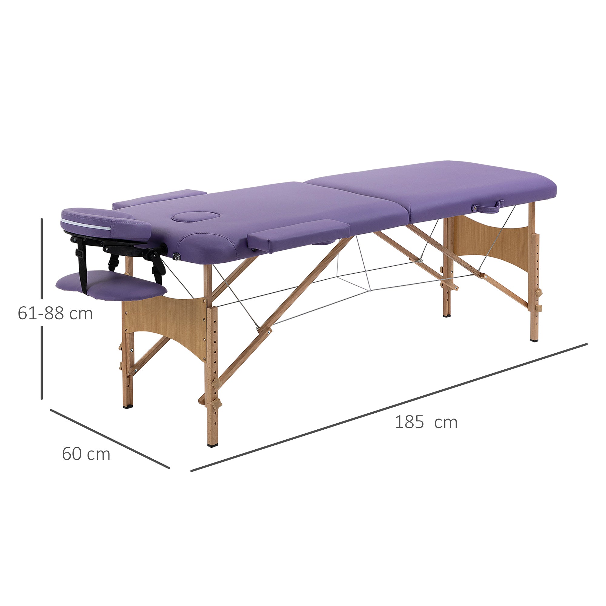 Massage Table Bed Couch Beauty Bed 2 Section Therapy Bed Lightweight Portable Folding Spa Bed Purple