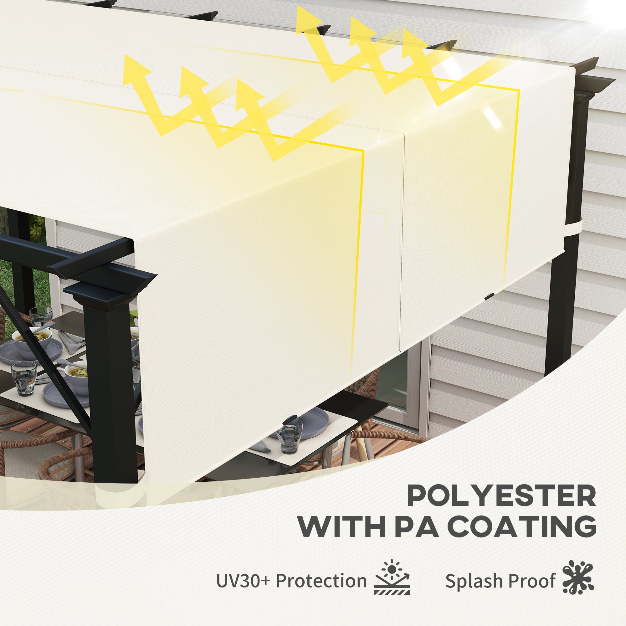 Set of 2 UV Protection Pergola Replacement Canopies - Cream White Polyester