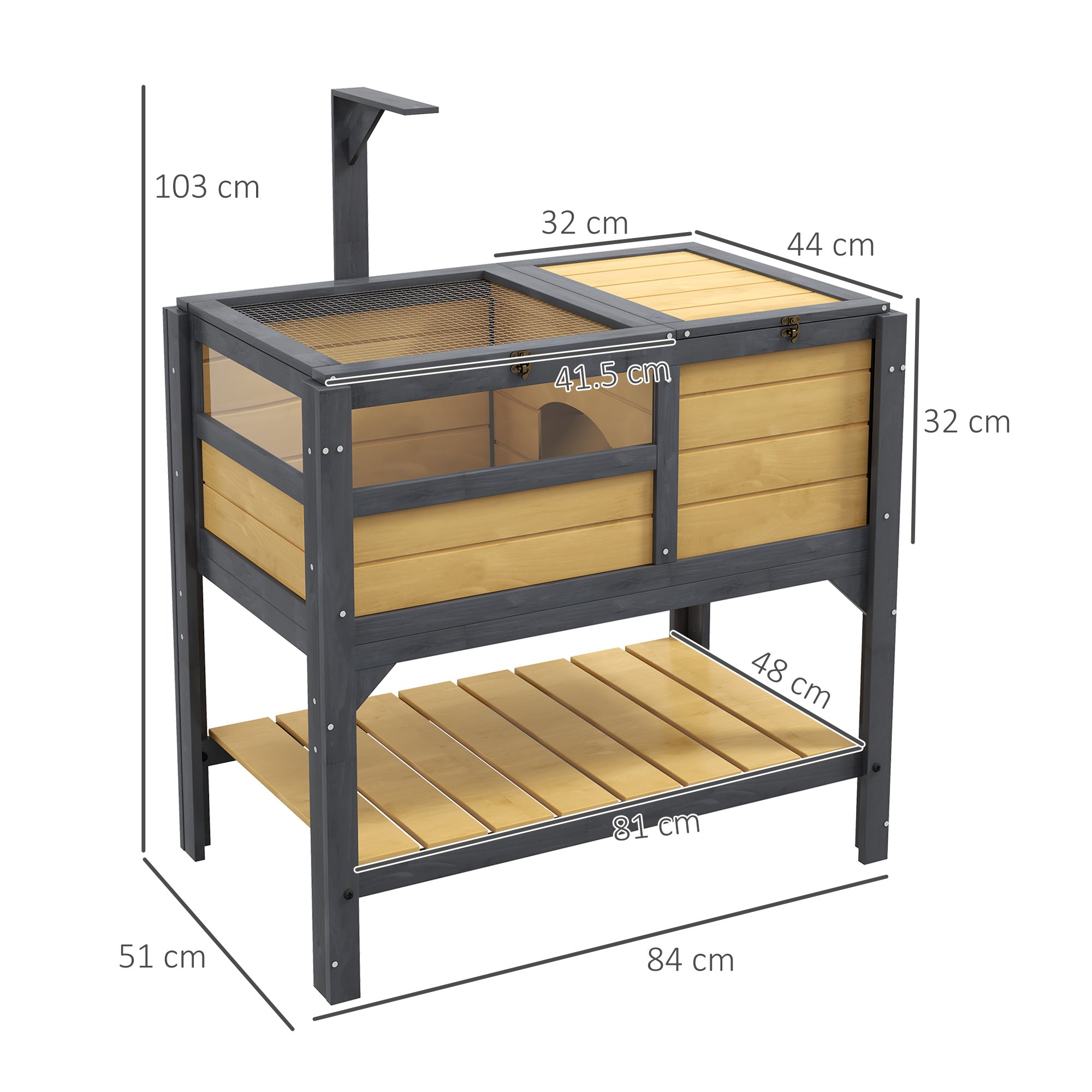 Wooden Tortoise House, with Shelter, Run, Shelf, Lamp Holder, Tray