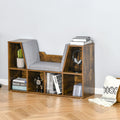Bookcase Shelf Storage Seat with Cushion and Organizer for Kids Bedroom Living Room - Rustic Brown