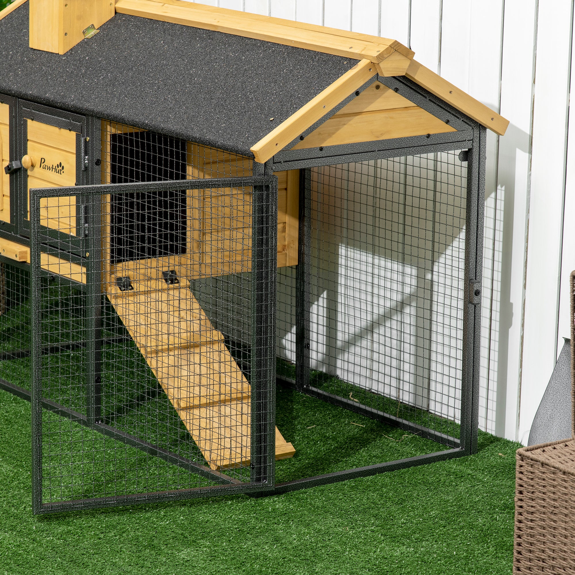 Rabbit Hutch Outdoor Bunny Cage with Run, Removable Tray, Ramp, Small Animal House, 120 x 55.5 x 80 cm