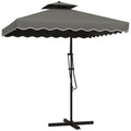 2.5m Square Cantilever Garden Parasol with Ruffled Canopy - Dark Grey