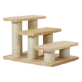 3-Step Pet Climber Ladder with Plush Surface for Cats and Dogs - Cream