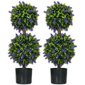 Set of 2 Artificial Lavender Ball Trees with Pots 70cm - Green