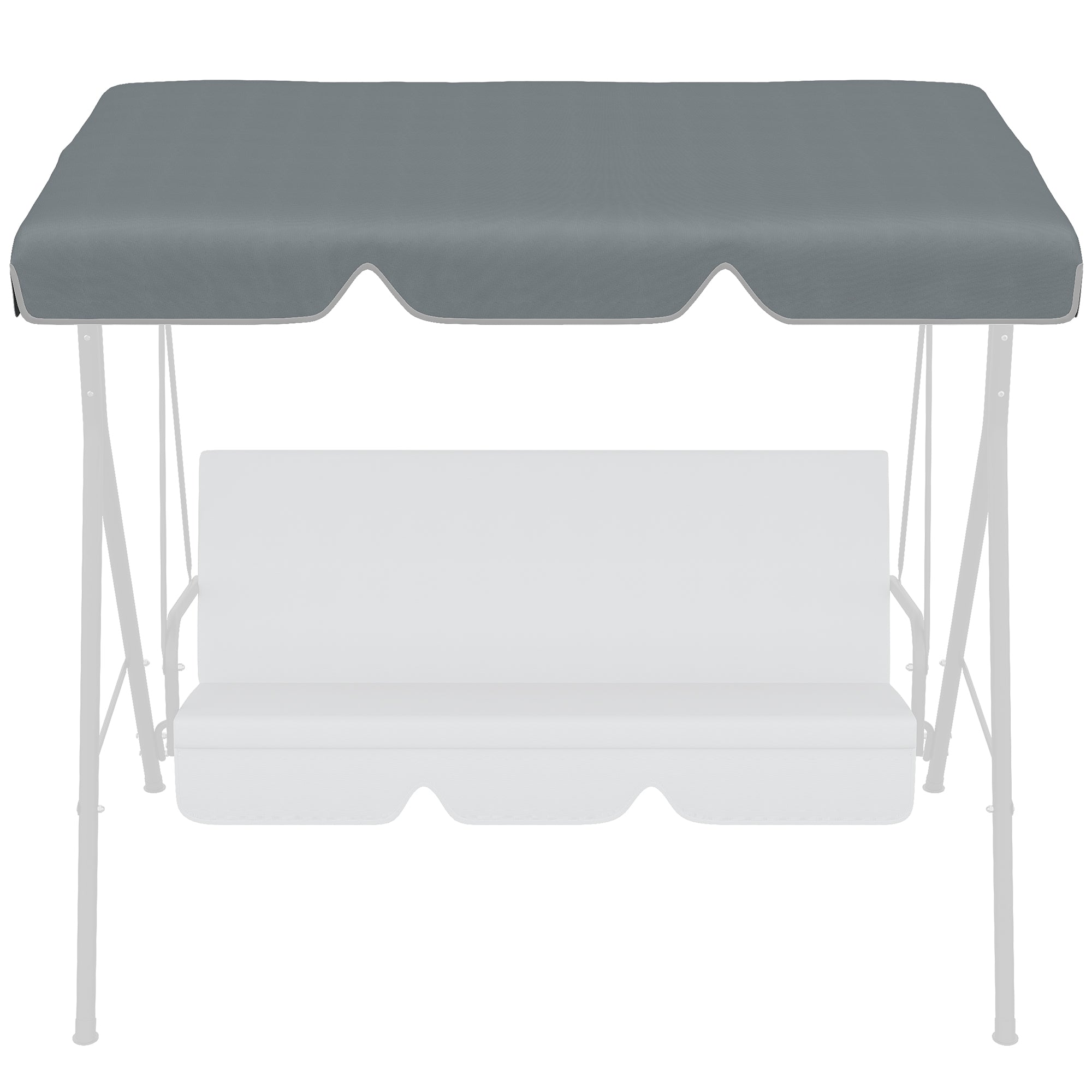 Garden Swing Canopy Replacement 2 Seater with Tubular Framework, Swing Seat Replacement Cover, UV50+ Sun Shade (Canopy Only), Dark Grey