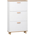 Narrow Slim Shoe Cabinet with 3 Flip Drawers and Adjustable Shelves for 12 Pairs - White